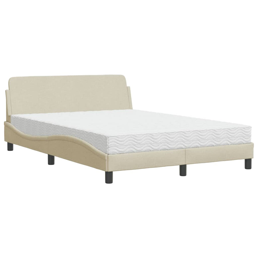 Bed met matras stof crèmekleurig 140x200 cm