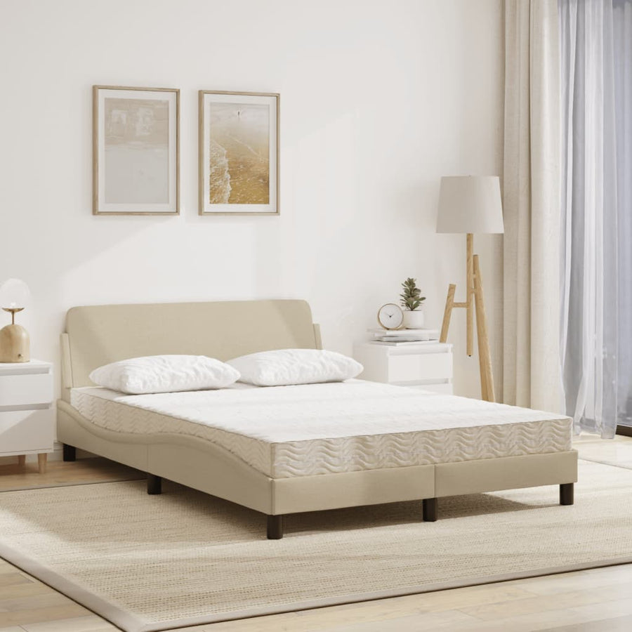 Bed met matras stof crèmekleurig 140x200 cm
