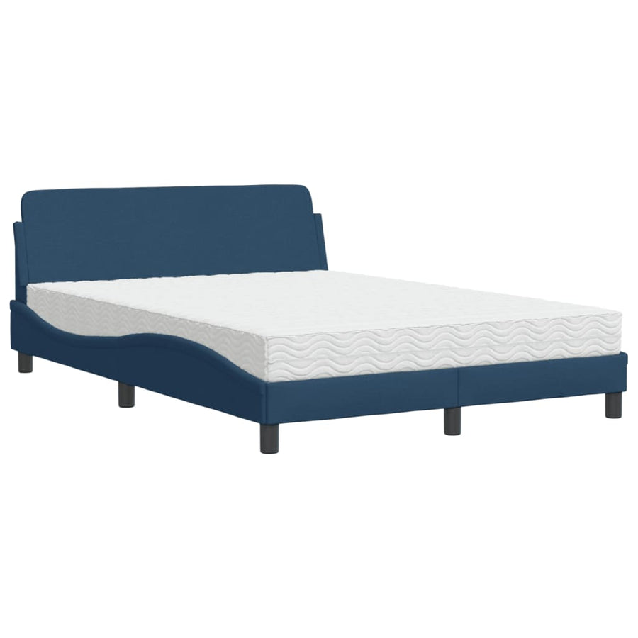 Bed met matras stof blauw 140x200 cm