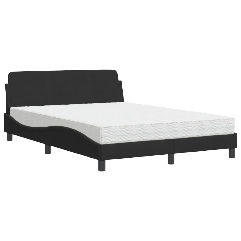 Bed met matras fluweel zwart 140x200 cm