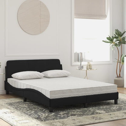 Bed met matras fluweel zwart 140x200 cm