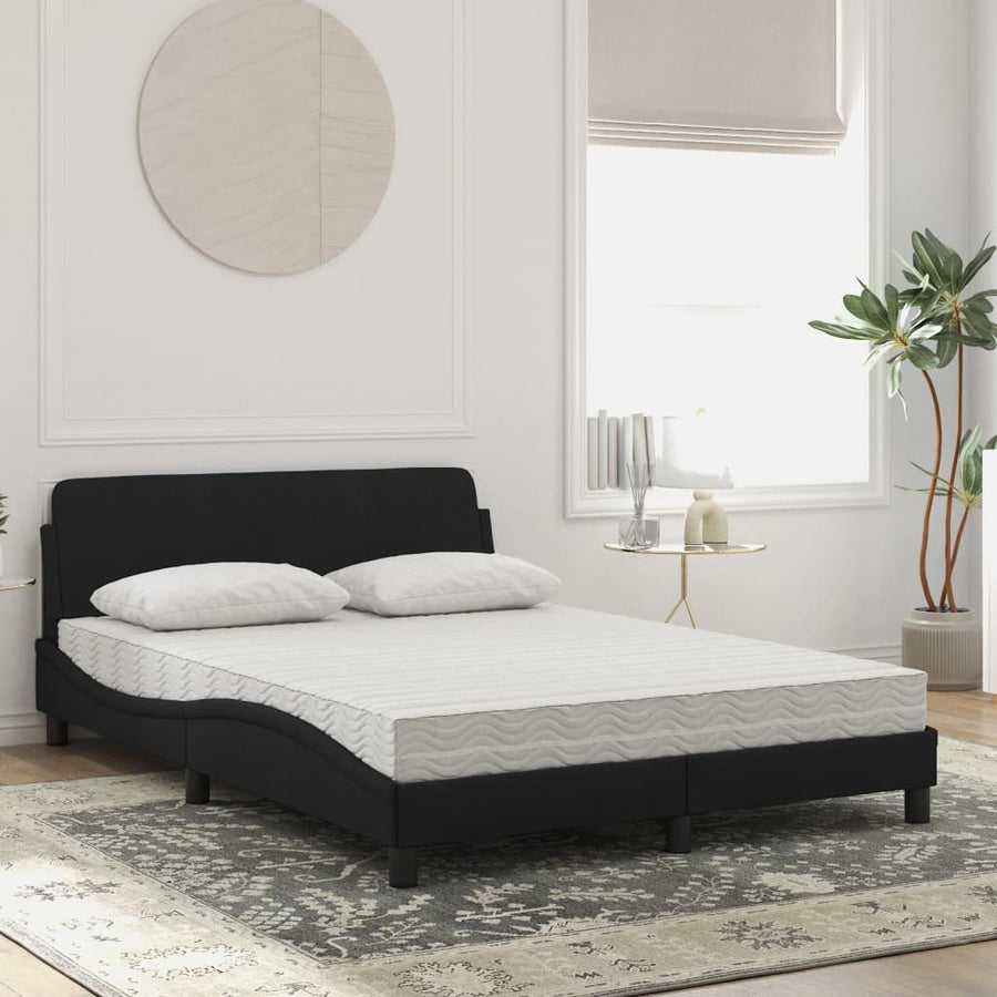 Bed met matras fluweel zwart 140x200 cm