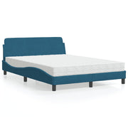 Bed met matras 140x200 cm blauw fluweel