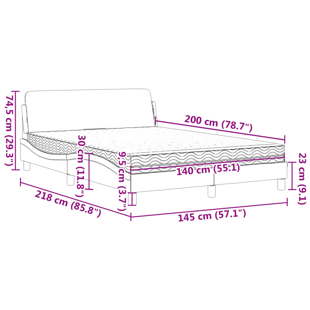 Bed met matras fluweel roze 140x200 cm