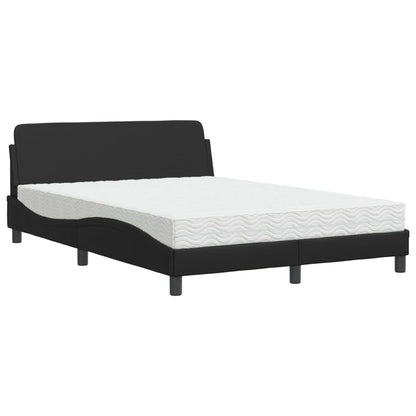 Bed met matras kunstleer zwart 140x200 cm