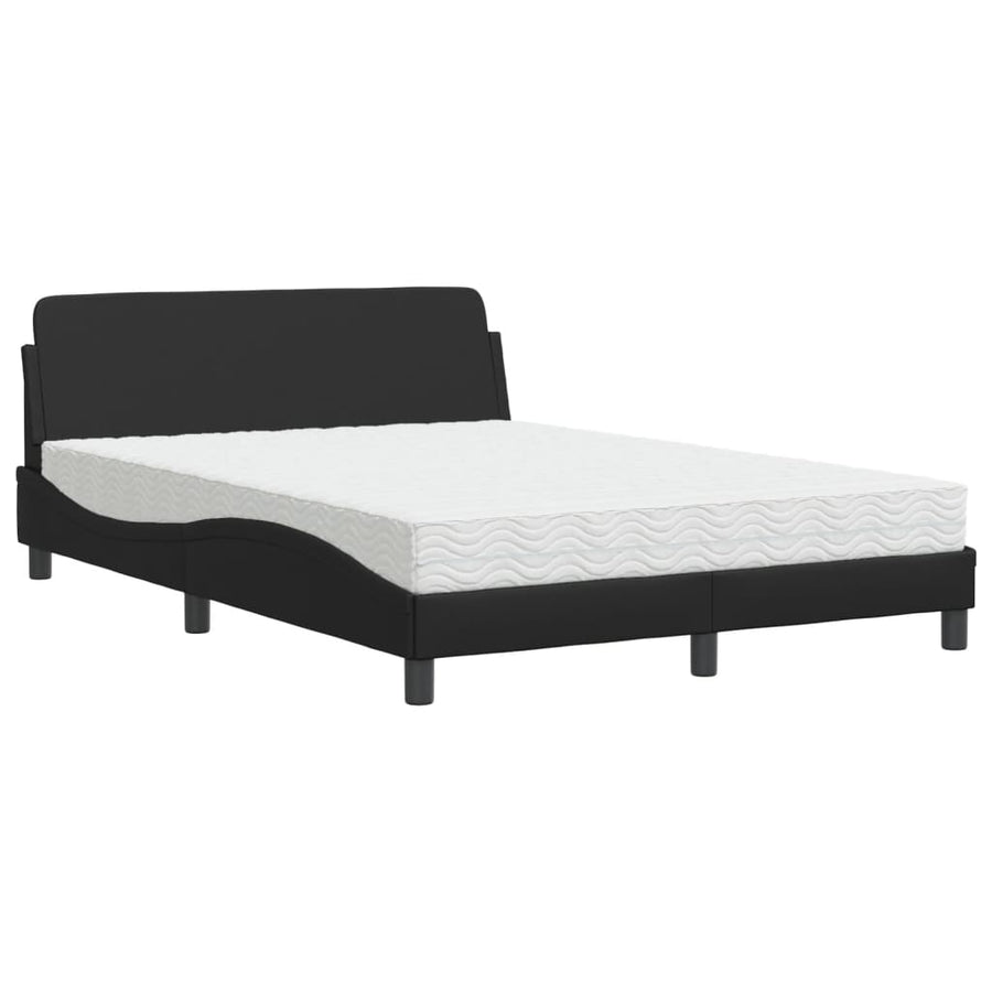 Bed met matras kunstleer zwart 140x200 cm