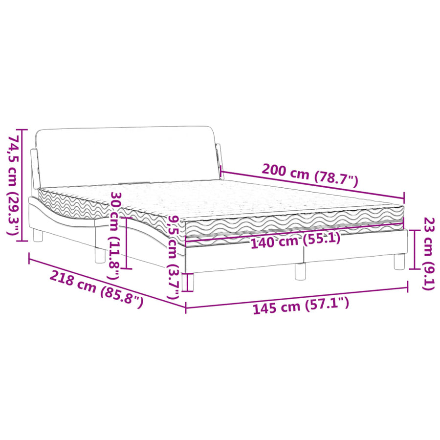 Bed met matras kunstleer zwart 140x200 cm