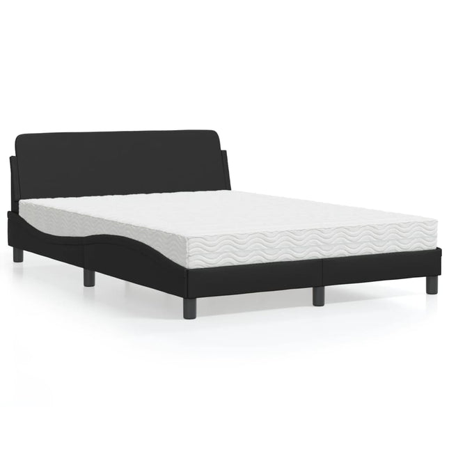 Bed met matras kunstleer zwart 140x200 cm