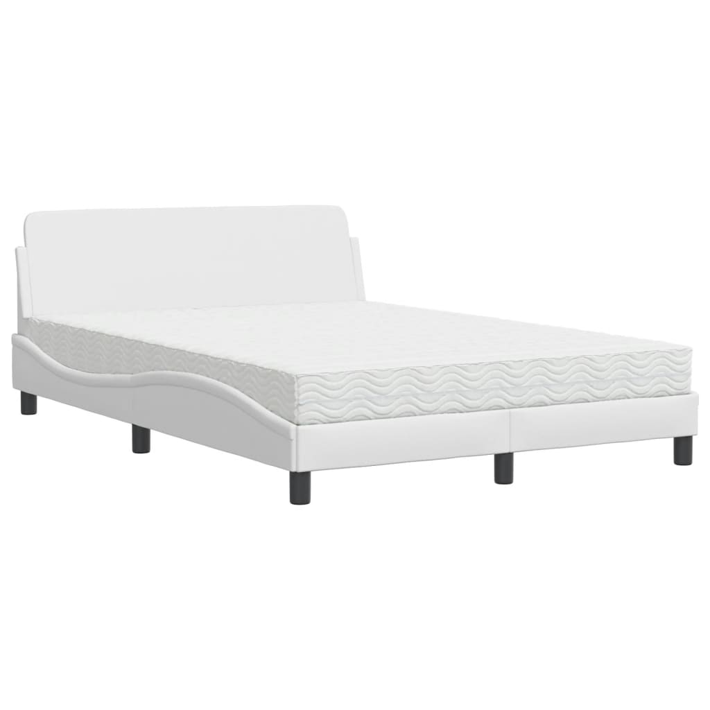 Bed met matras kunstleer wit 140x200 cm
