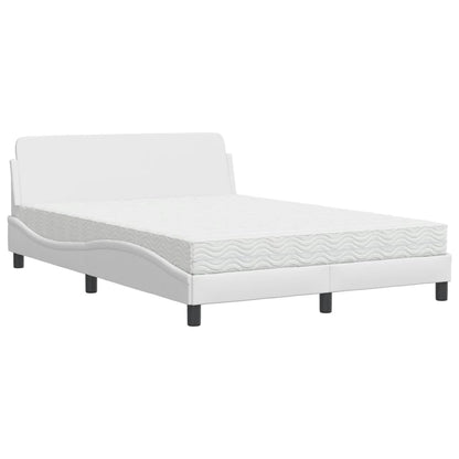Bed met matras kunstleer wit 140x200 cm