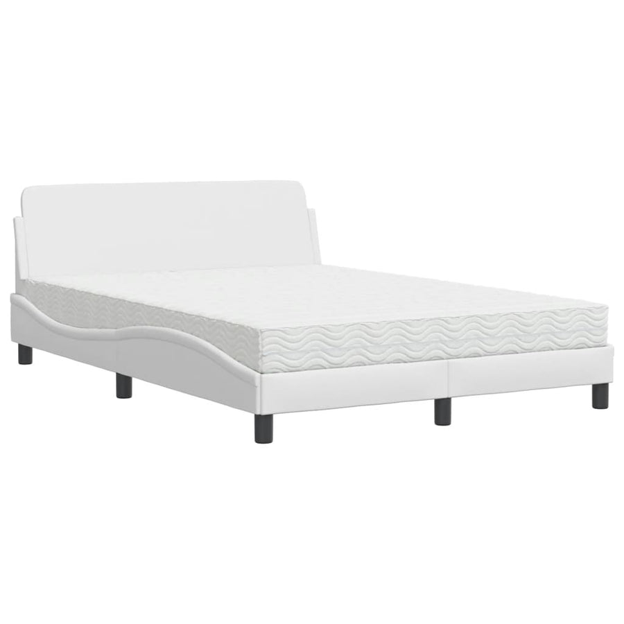 Bed met matras kunstleer wit 140x200 cm