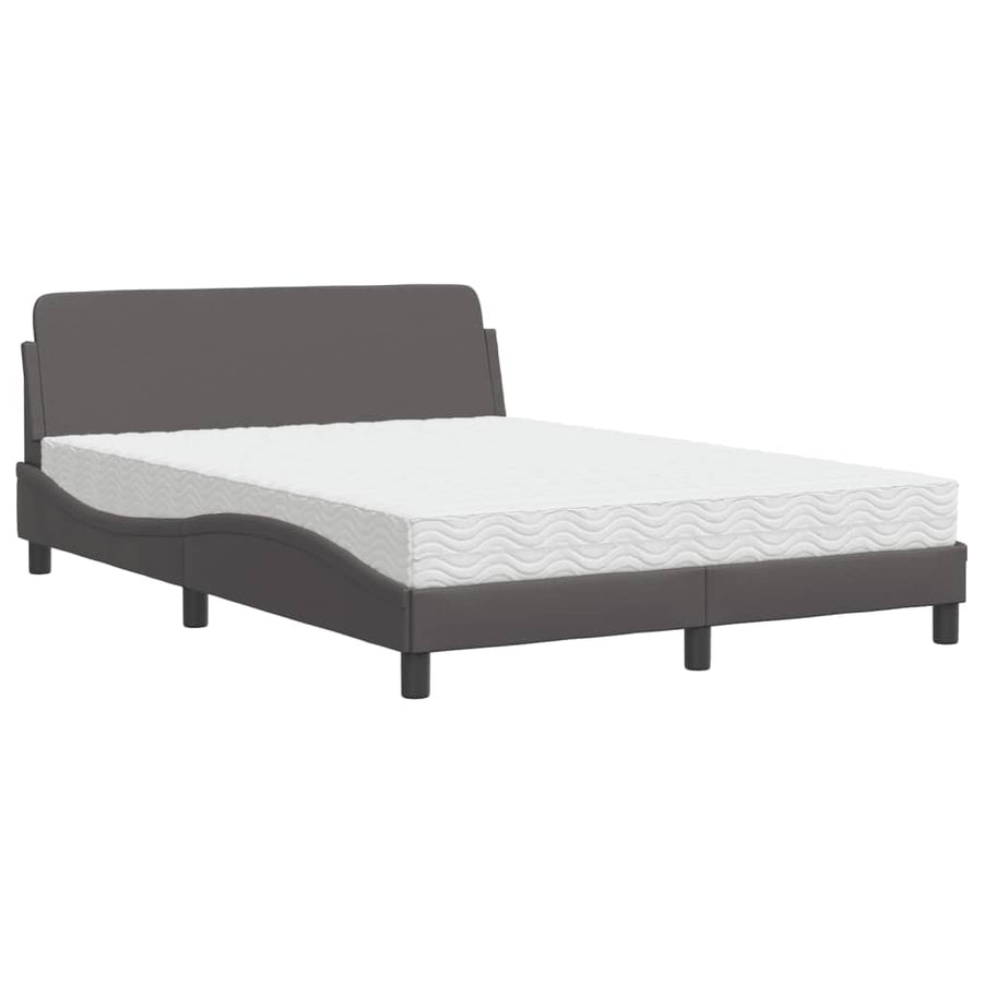 Bed met matras kunstleer grijs 140x200 cm