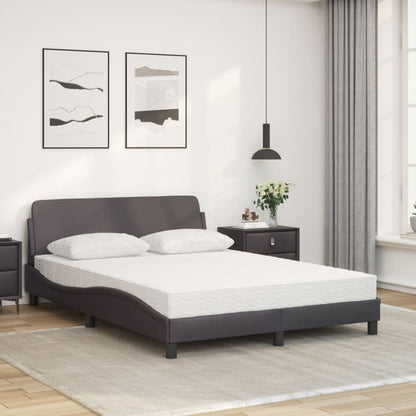 Bed met matras kunstleer grijs 140x200 cm