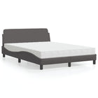 Bed met matras kunstleer grijs 140x200 cm