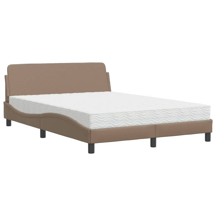 Bed met matras kunstleer cappuccinokleurig 140x200 cm