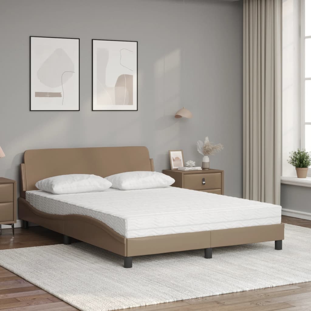 Bed met matras kunstleer cappuccinokleurig 140x200 cm