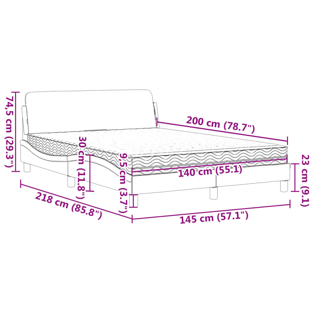 Bed met matras kunstleer cappuccinokleurig 140x200 cm