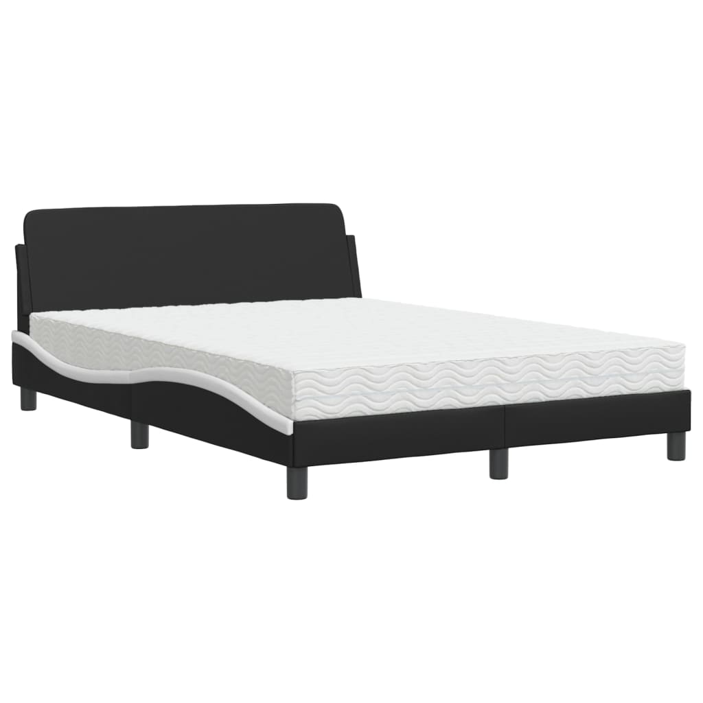 Bed met matras kunstleer zwart en wit 140x200 cm