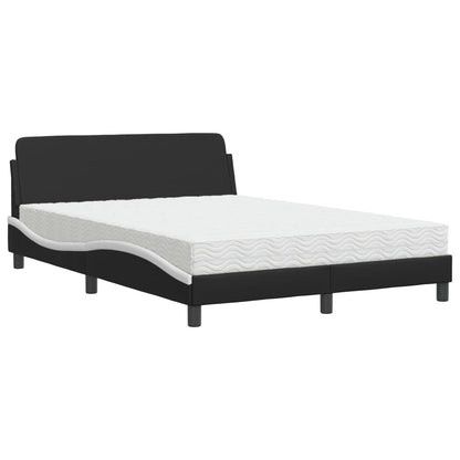 Bed met matras kunstleer zwart en wit 140x200 cm