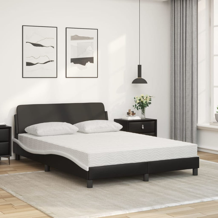 Bed met matras kunstleer zwart en wit 140x200 cm