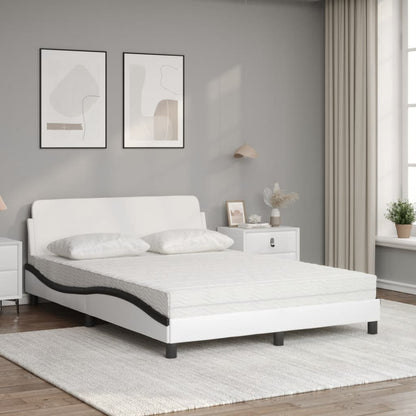 Bed met matras kunstleer wit en zwart 140x200 cm