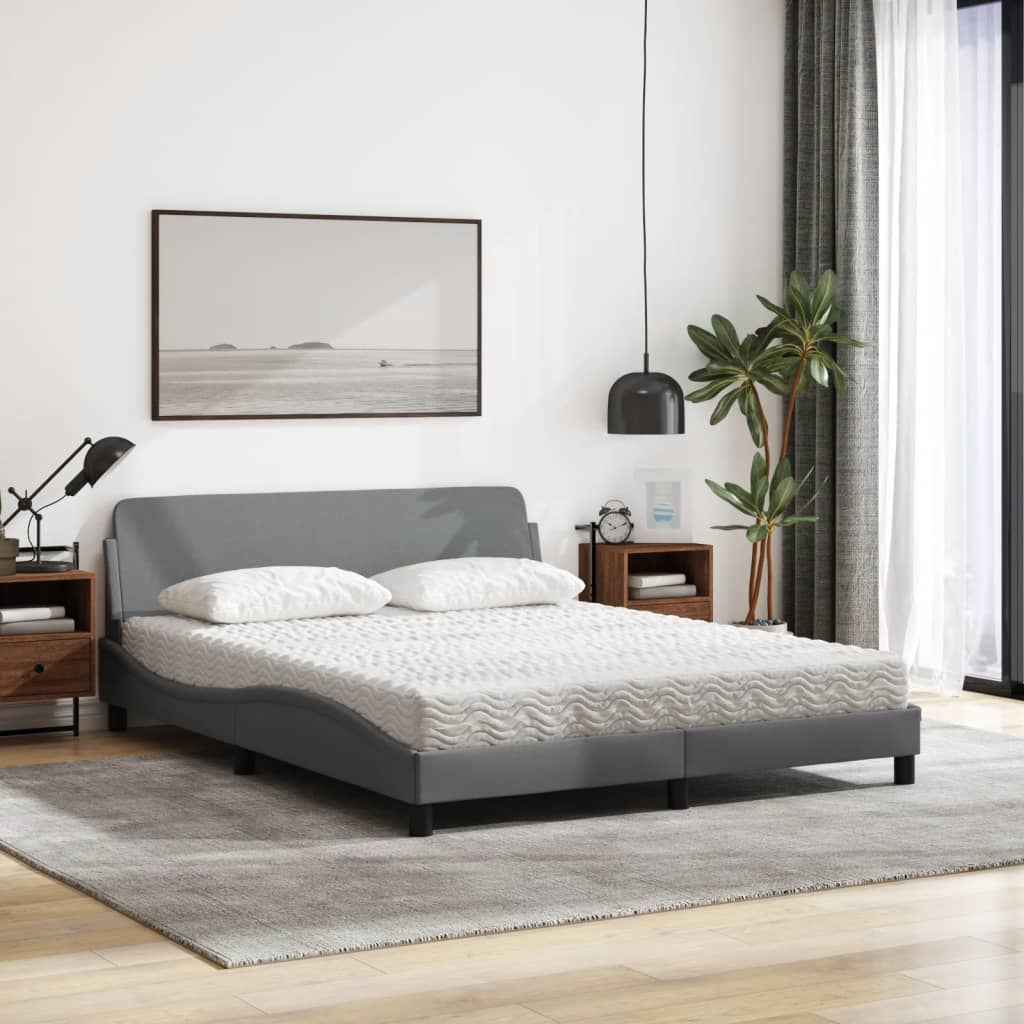 Bed met matras stof lichtgrijs 160x200 cm