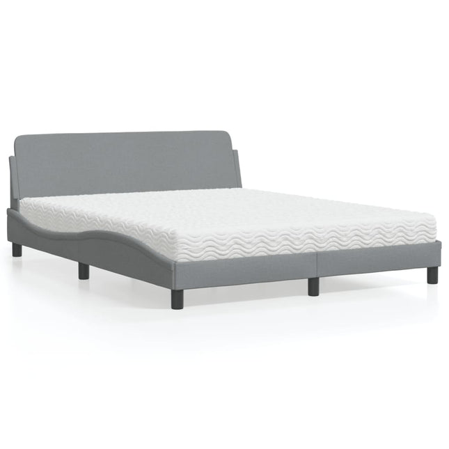 Bed met matras stof lichtgrijs 160x200 cm