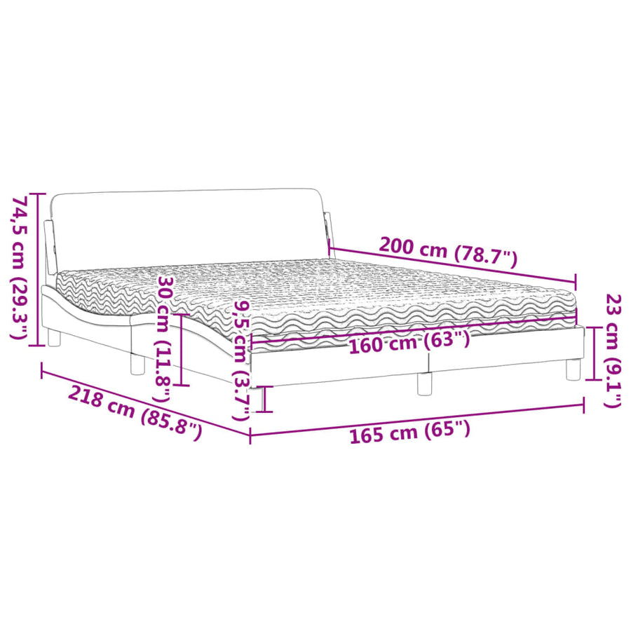Bed met matras stof donkergrijs 160x200 cm