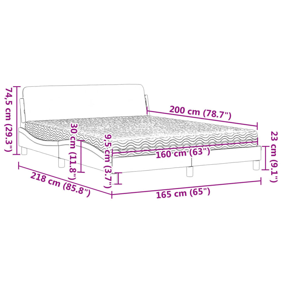 Bed met matras stof zwart 160x200 cm