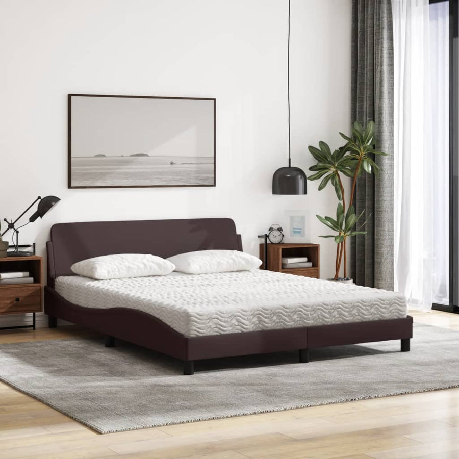 Bed met matras stof donkerbruin 160x200 cm