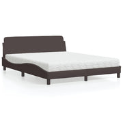 Bed met matras 160x200 cm donkerbruin stof