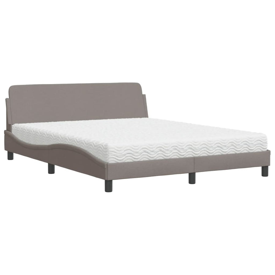 Bed met matras stof taupe 160x200 cm