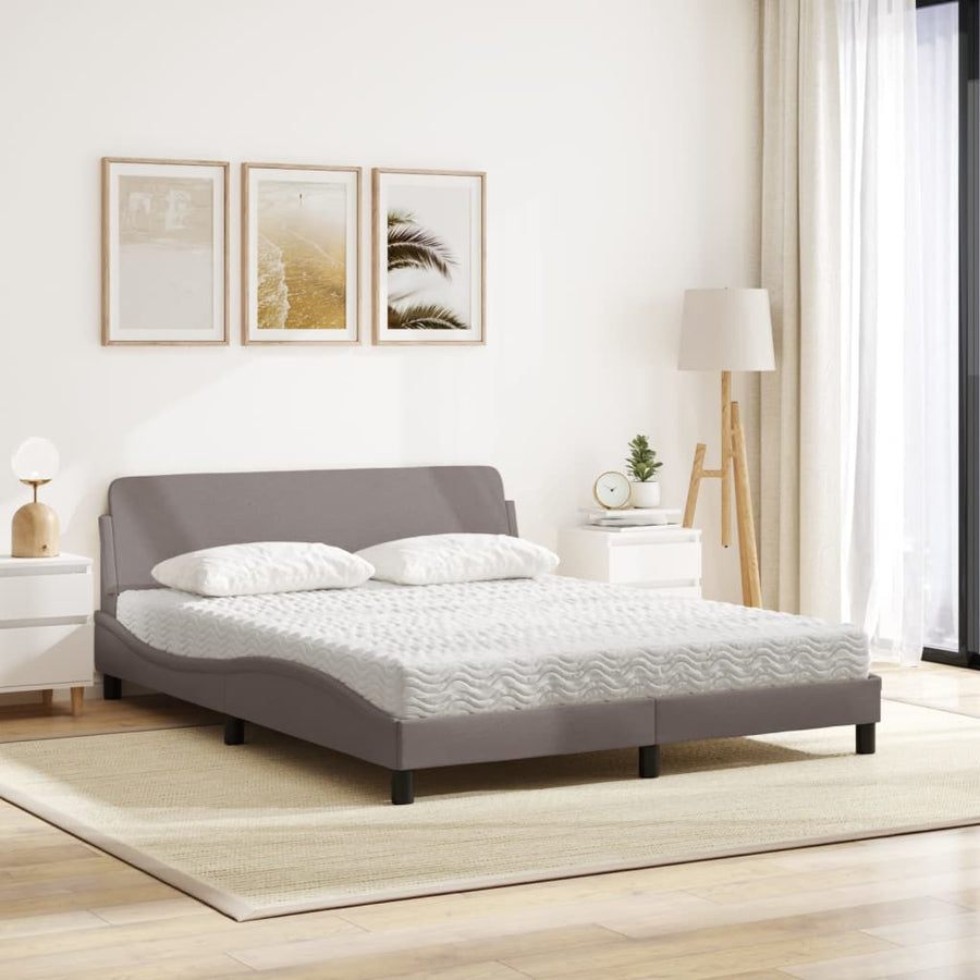 Bed met matras stof taupe 160x200 cm
