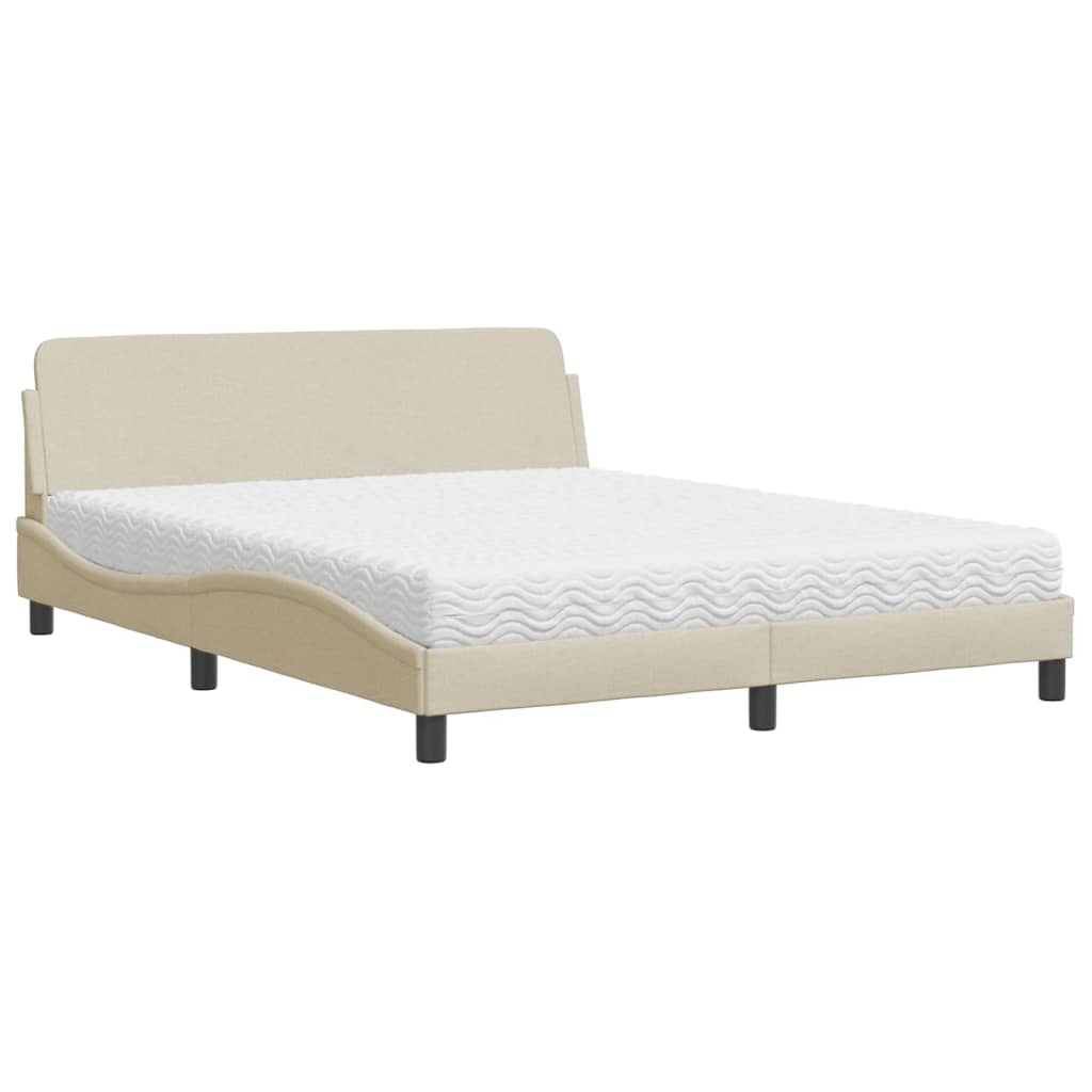 Bed met matras stof crèmekleurig 160x200 cm