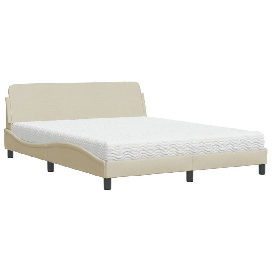 Bed met matras stof crèmekleurig 160x200 cm