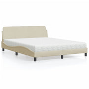 Bed met matras 160x200 cm crèmekleurig stof