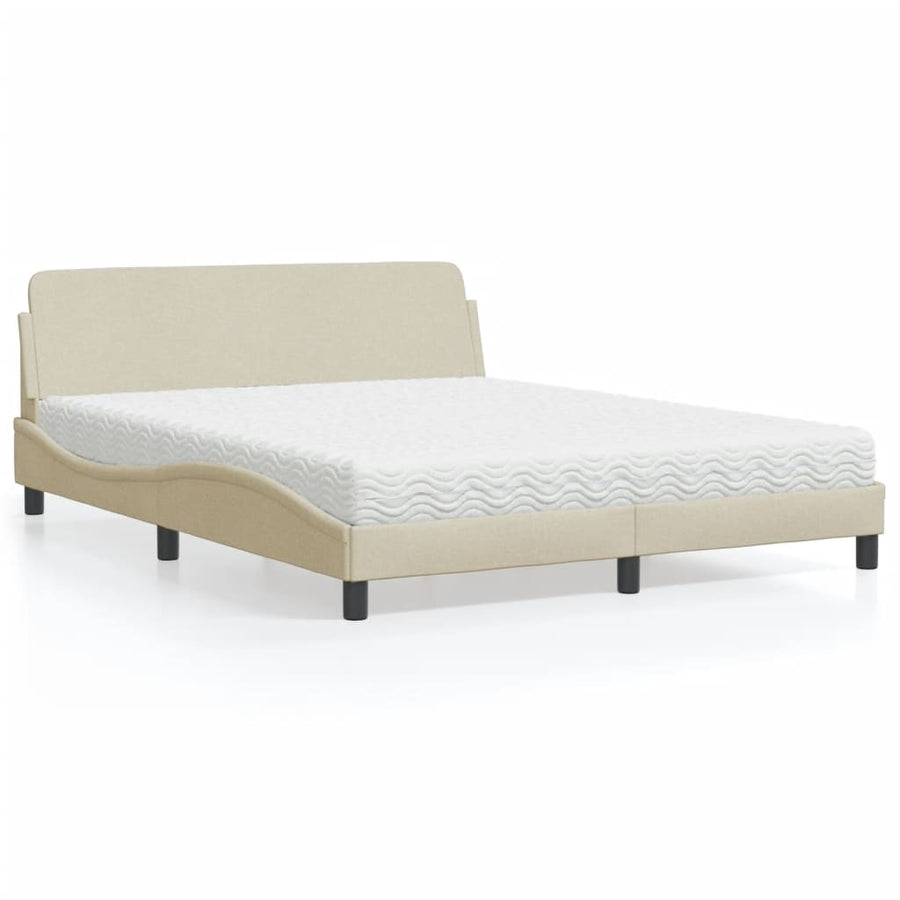 Bed met matras stof crèmekleurig 160x200 cm