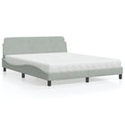 Bed met matras fluweel lichtgrijs 160x200 cm