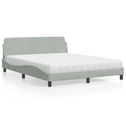 Bed met matras 160x200 cm lichtgrijs fluweel