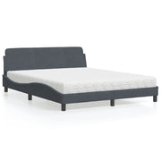 Bed met matras 160x200 cm donkergrijs fluweel