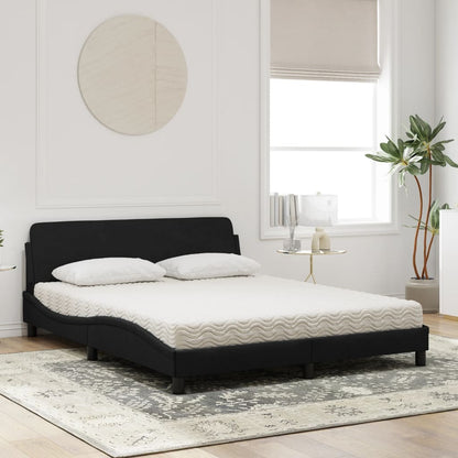 Bed met matras fluweel zwart 160x200 cm