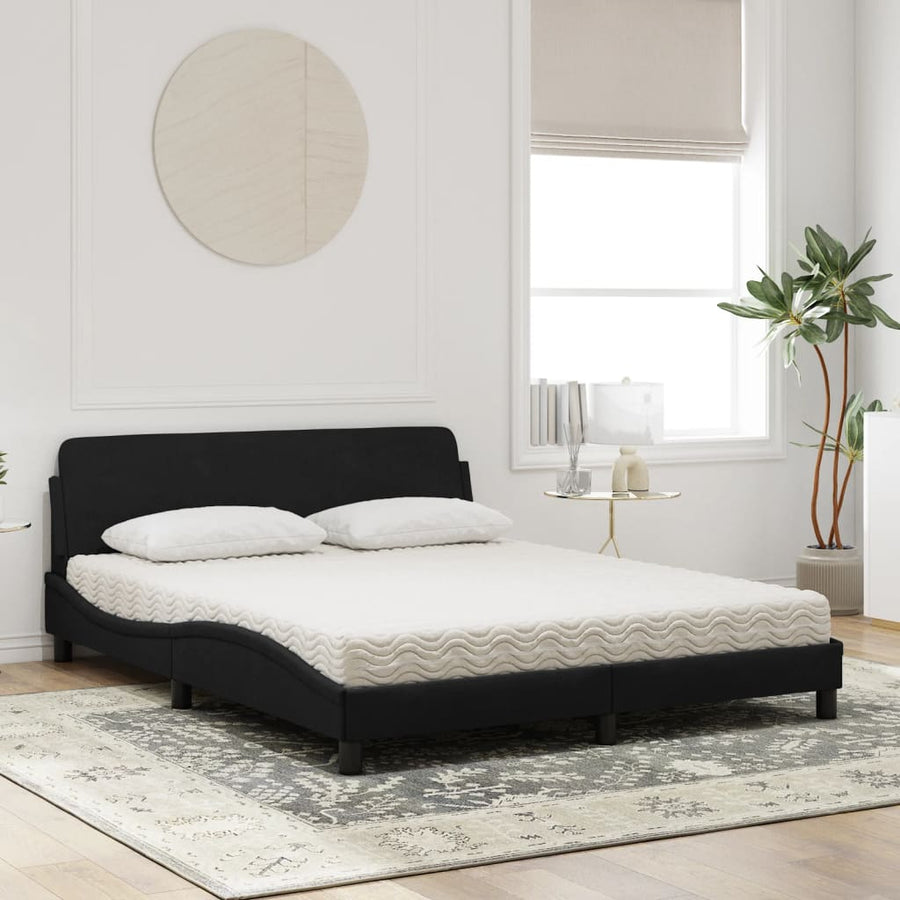 Bed met matras fluweel zwart 160x200 cm
