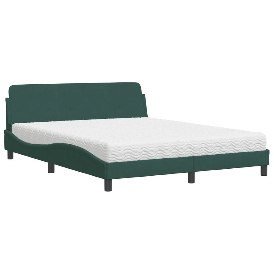 Bed met matras fluweel donkergroen 160x200 cm