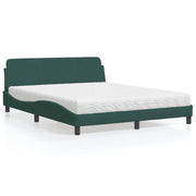 Bed met matras 160x200 cm donkergroen fluweel