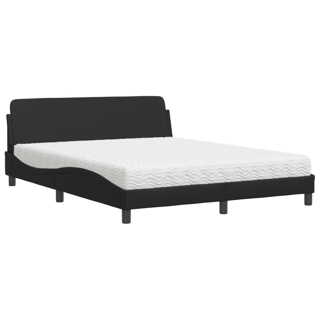 Bed met matras kunstleer zwart 160x200 cm