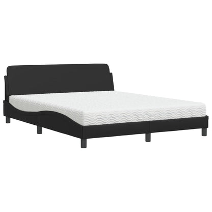 Bed met matras kunstleer zwart 160x200 cm