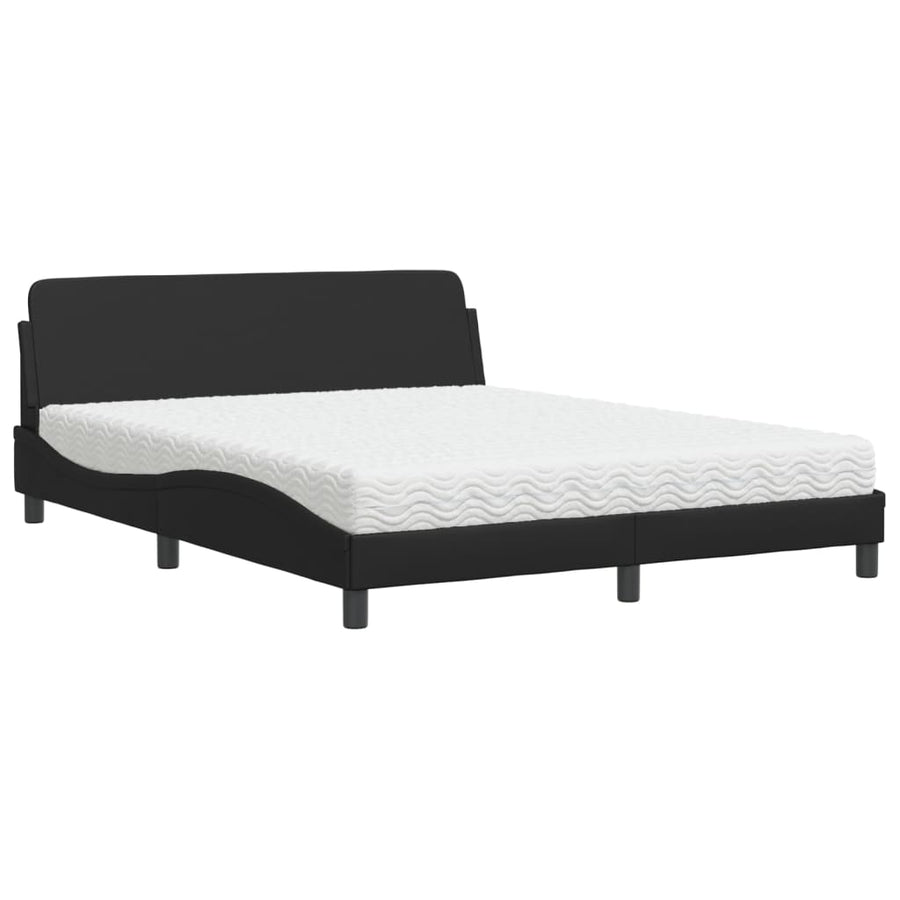 Bed met matras kunstleer zwart 160x200 cm