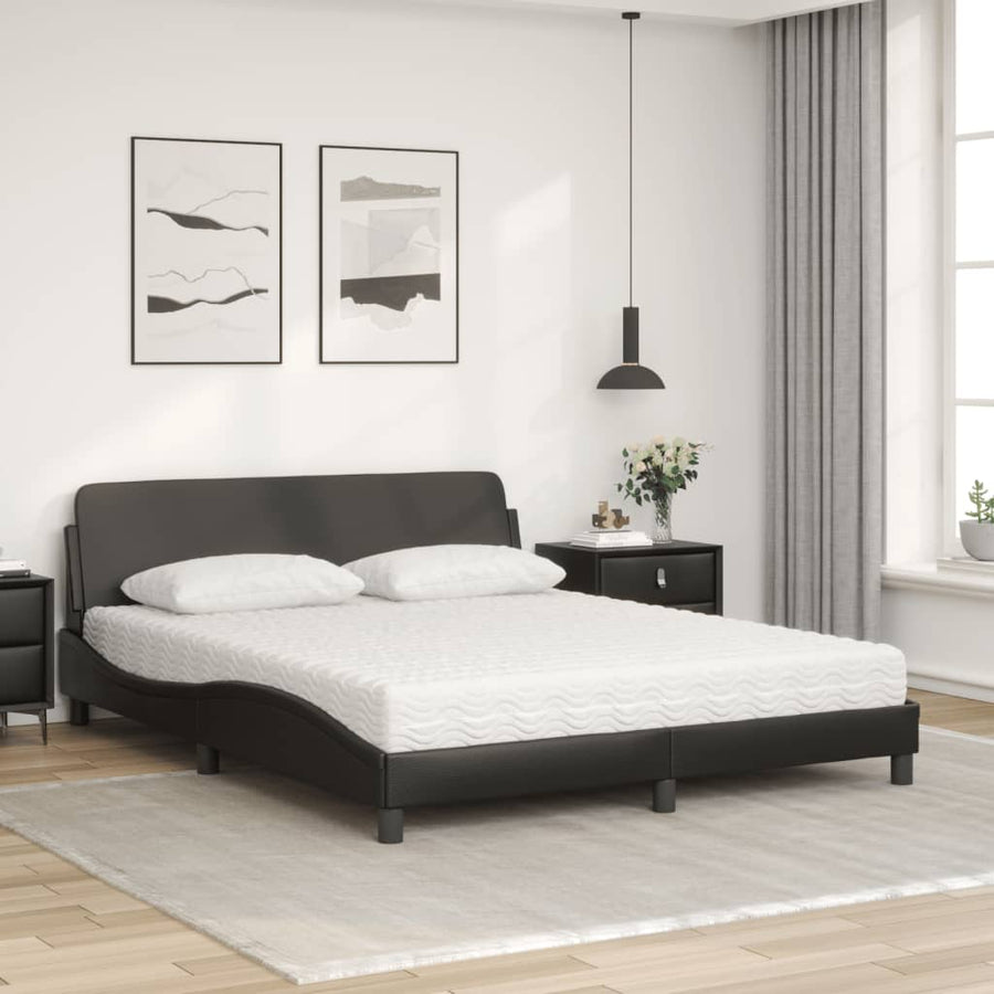 Bed met matras kunstleer zwart 160x200 cm