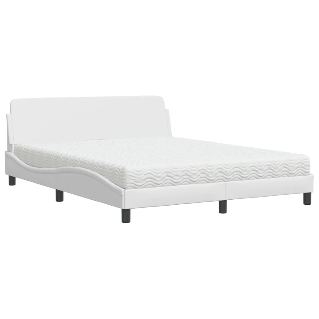 Bed met matras kunstleer wit 160x200 cm