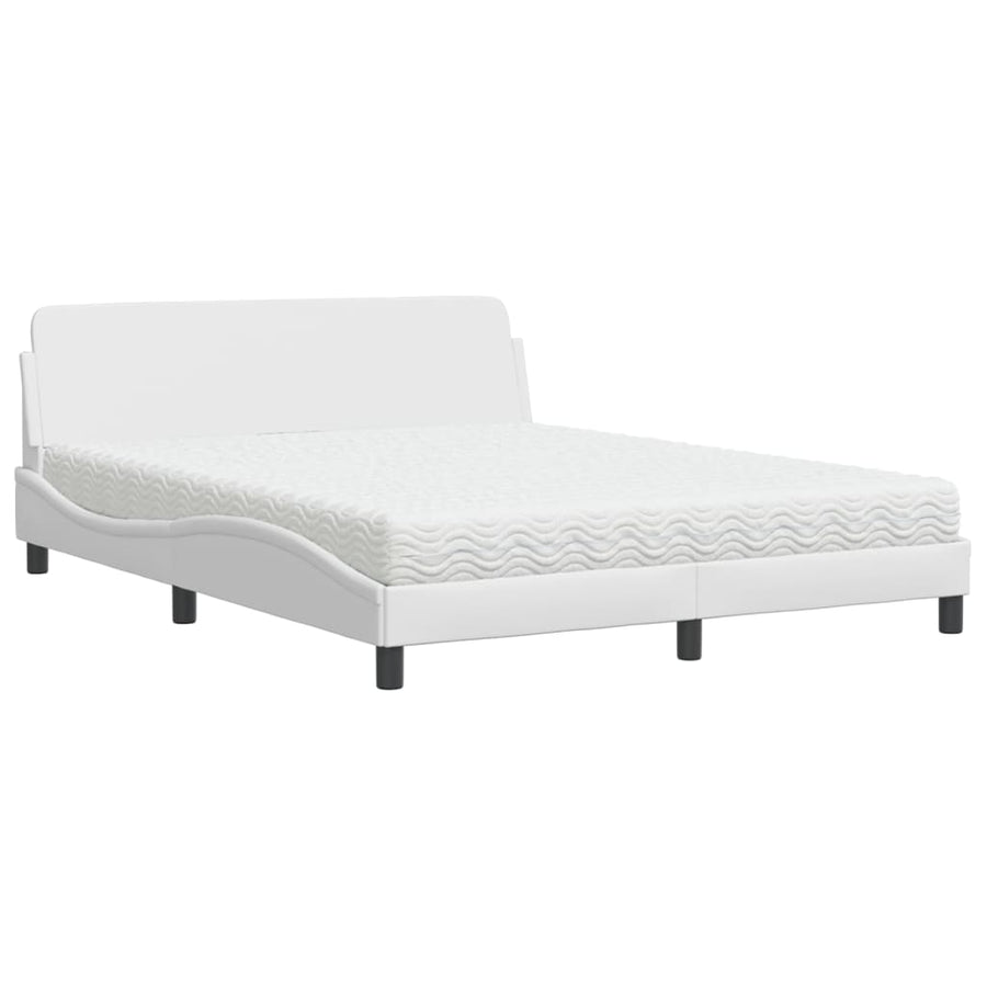 Bed met matras kunstleer wit 160x200 cm